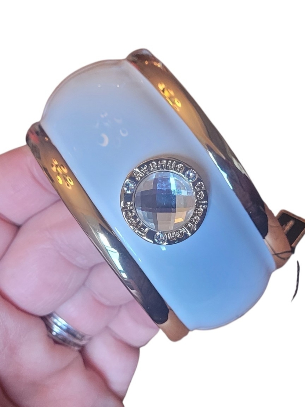 White and Gold Swarovski Crystal Accent Bangle Bracelet